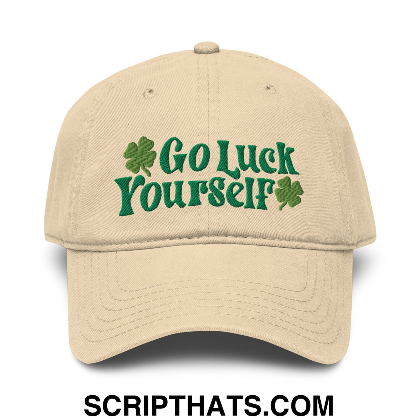 Go Luck Yourself St. Patrick's Day Embroidered Baseball Dad Hat Khaki