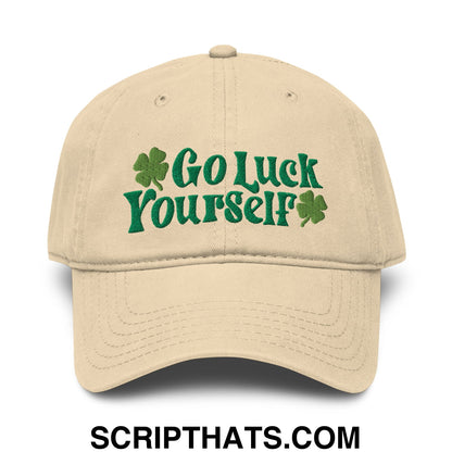 Go Luck Yourself St. Patrick's Day Embroidered Baseball Dad Hat Khaki