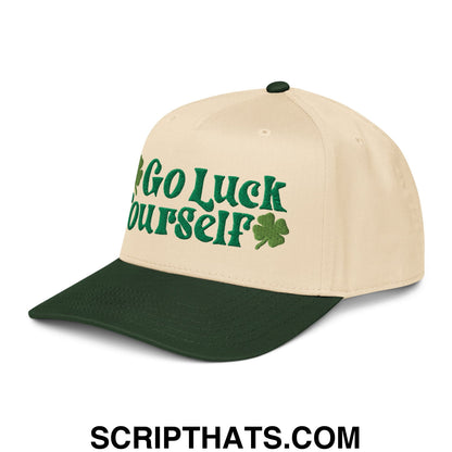 Go Luck Yourself St. Patrick's Day Embroidered Baseball Snapback Hat Dark Green Natural
