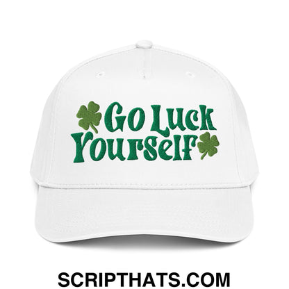 Go Luck Yourself St. Patrick's Day Embroidered Baseball Snapback Hat White