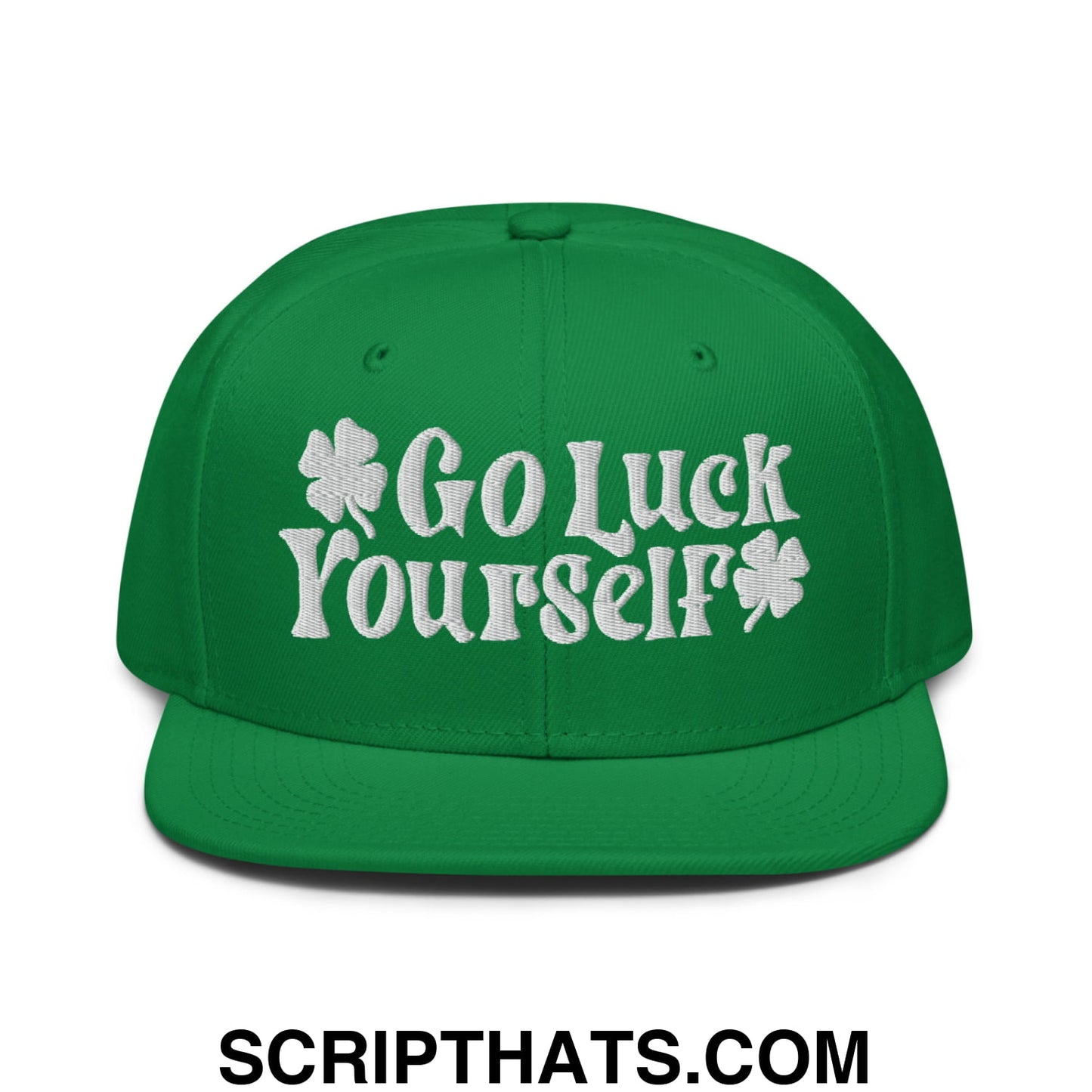Go Luck Yourself St. Patrick's Day Embroidered Flat Brim Bill Snapback Hat Default Title