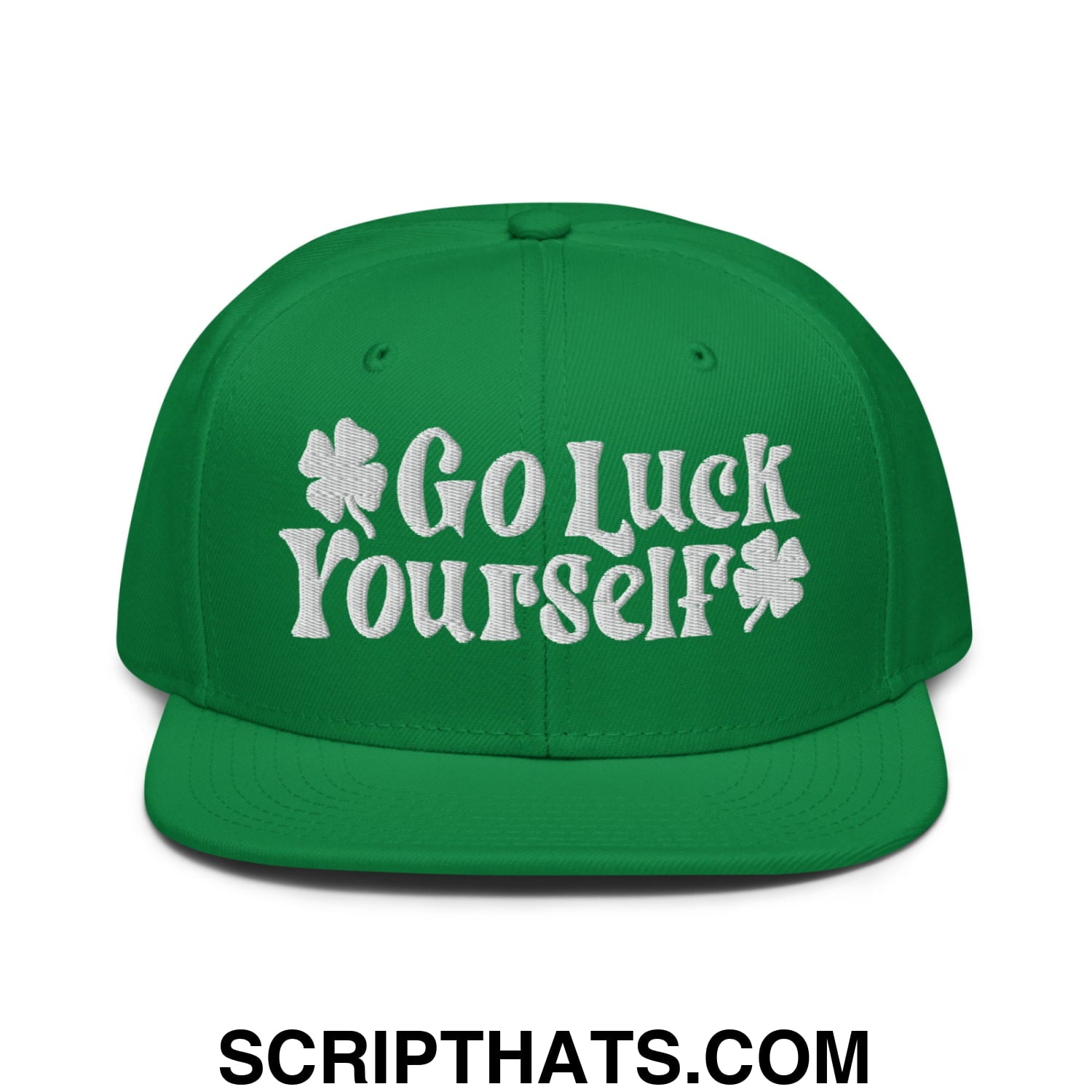 Go Luck Yourself St. Patrick's Day Embroidered Flat Brim Bill Snapback Hat Default Title