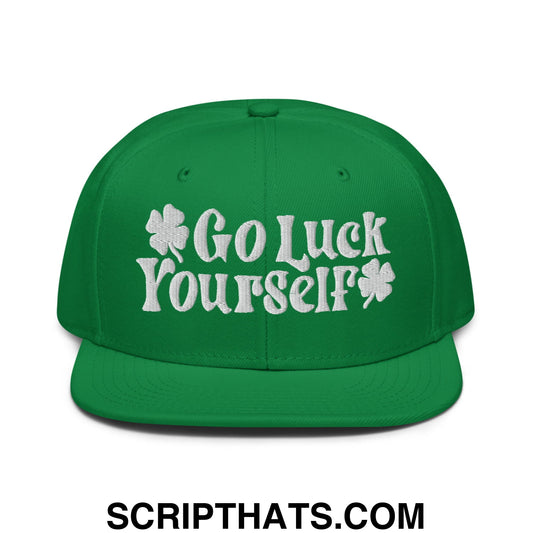 Go Luck Yourself St. Patrick's Day Embroidered Flat Brim Bill Snapback Hat Default Title
