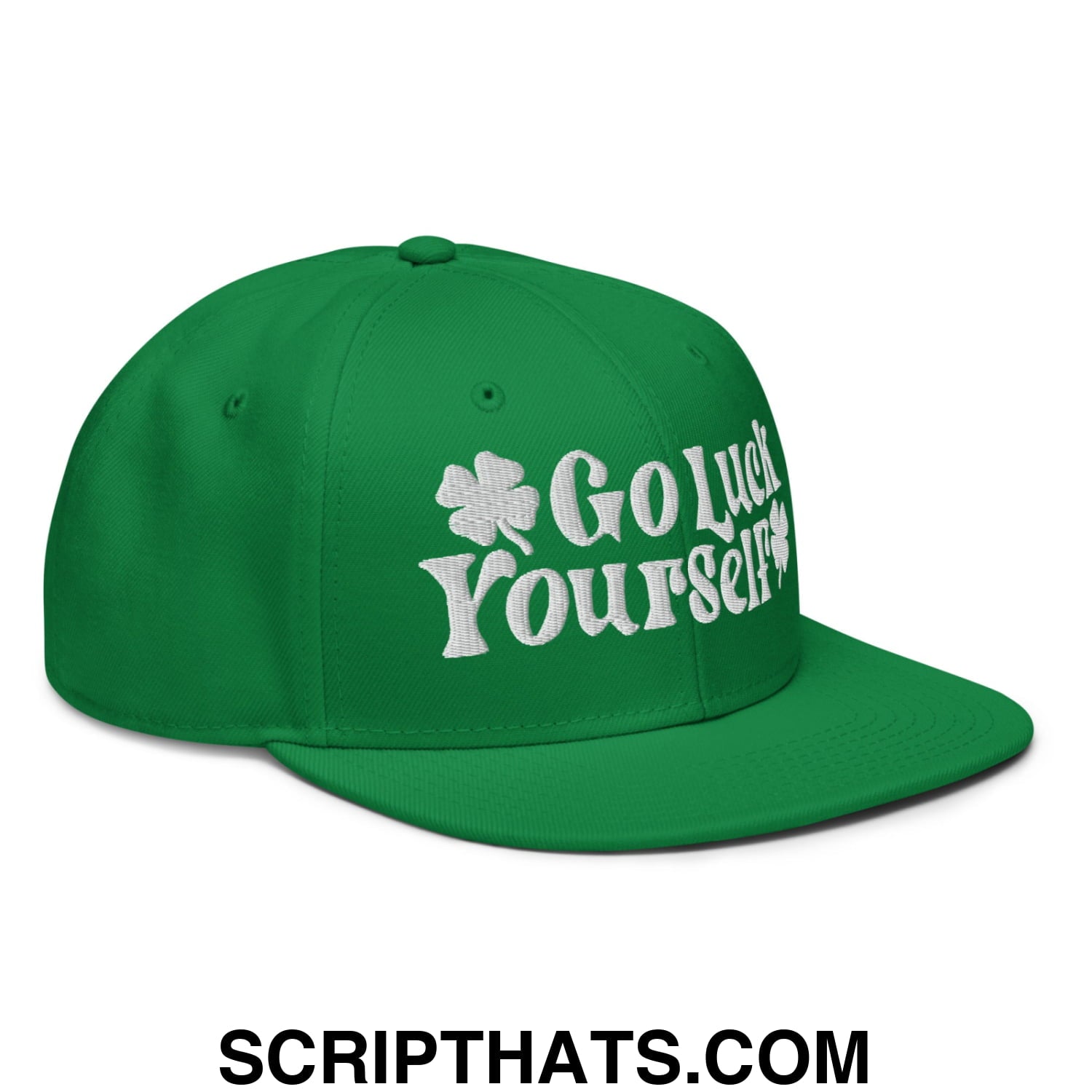 Go Luck Yourself St. Patrick's Day Embroidered Flat Brim Bill Snapback Hat Default Title