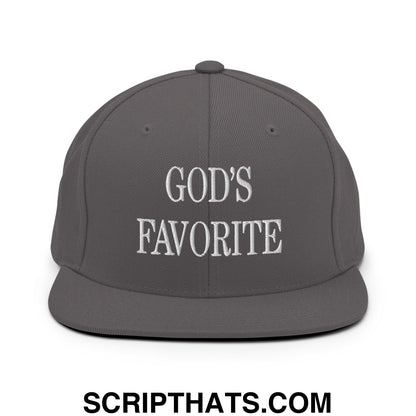 God's Favorite Embroidered Flat Bill Brim Snapback Hat Dark Grey