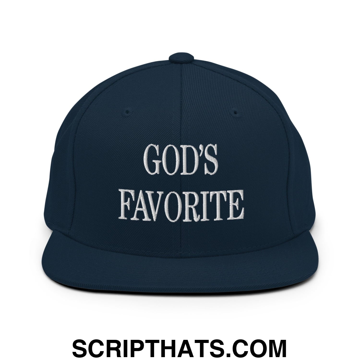 God's Favorite Embroidered Flat Bill Brim Snapback Hat Dark Navy