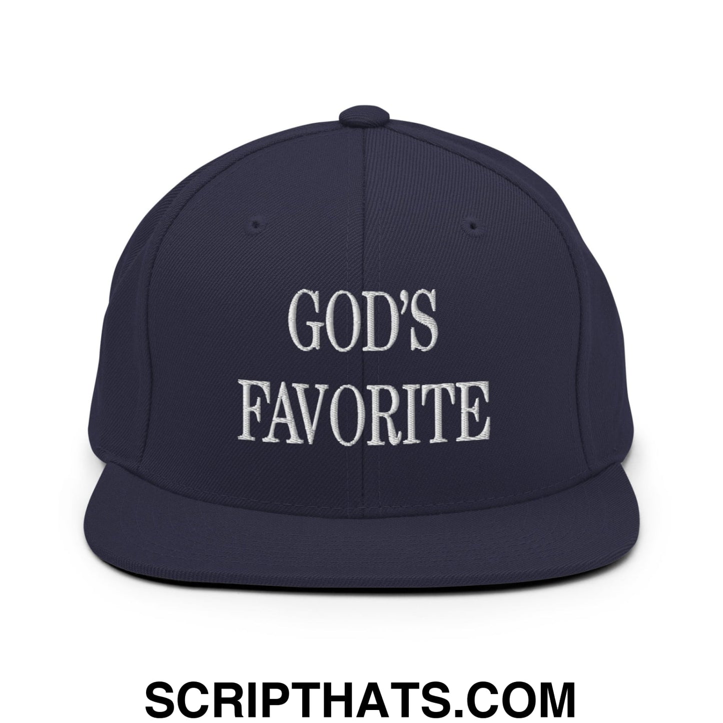 God's Favorite Embroidered Flat Bill Brim Snapback Hat Navy