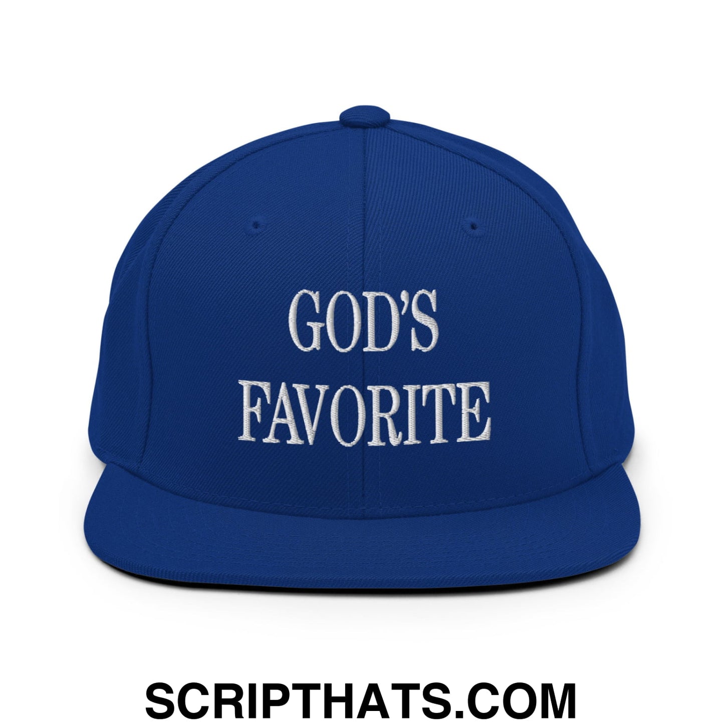 God's Favorite Embroidered Flat Bill Brim Snapback Hat Royal Blue