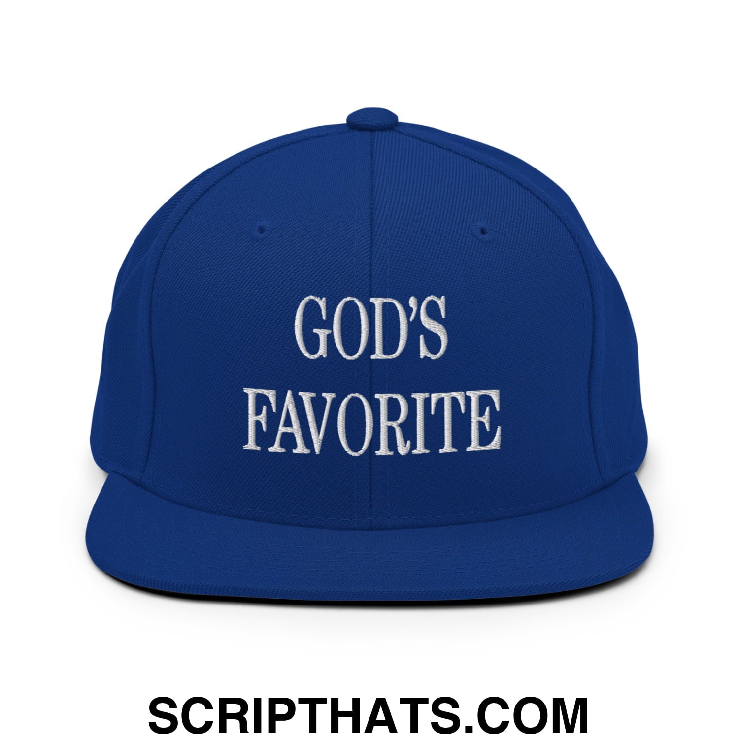 God's Favorite Embroidered Flat Bill Brim Snapback Hat Royal Blue