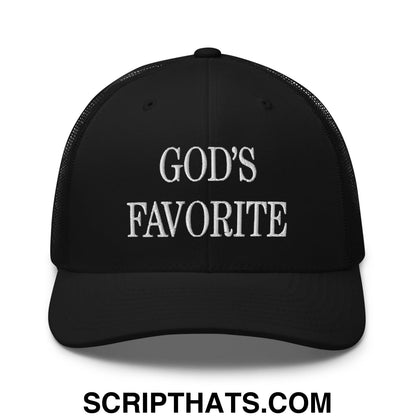 God's Favorite Embroidered Mesh Trucker Hat Black