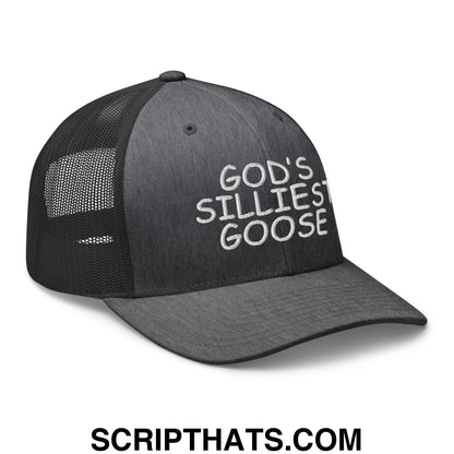 God's Silliest Goose Embroidered Mesh Trucker Hat Dark Heather Gray