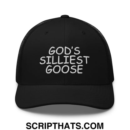 God's Silliest Goose Embroidered Mesh Trucker Hat Black