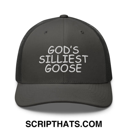 God's Silliest Goose Embroidered Mesh Trucker Hat Charcoal