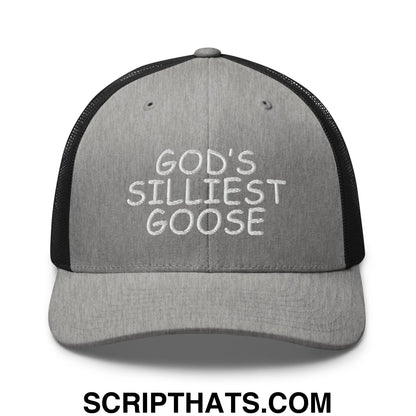 God's Silliest Goose Embroidered Mesh Trucker Hat Heather Black