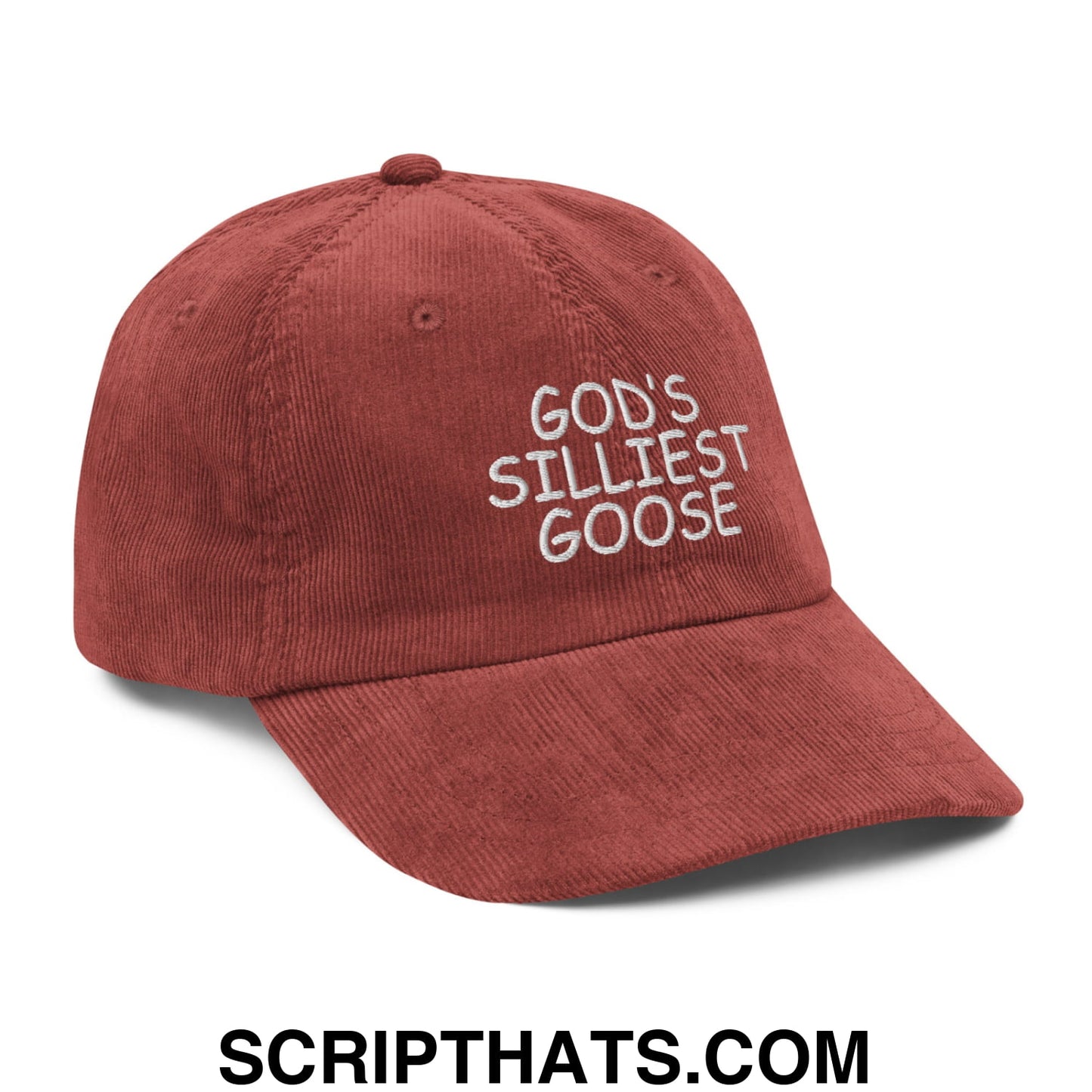 God's Silliest Goose Embroidered Unstructured Corduroy Dad Hat Burgundy