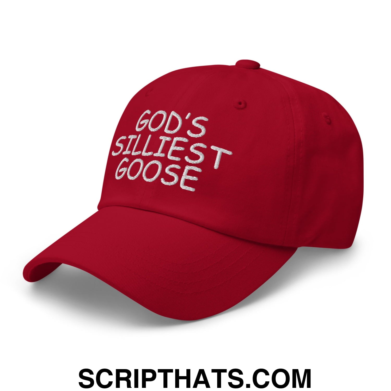 God's Silliest Goose Embroidered Unstructured Dad Hat Cranberry