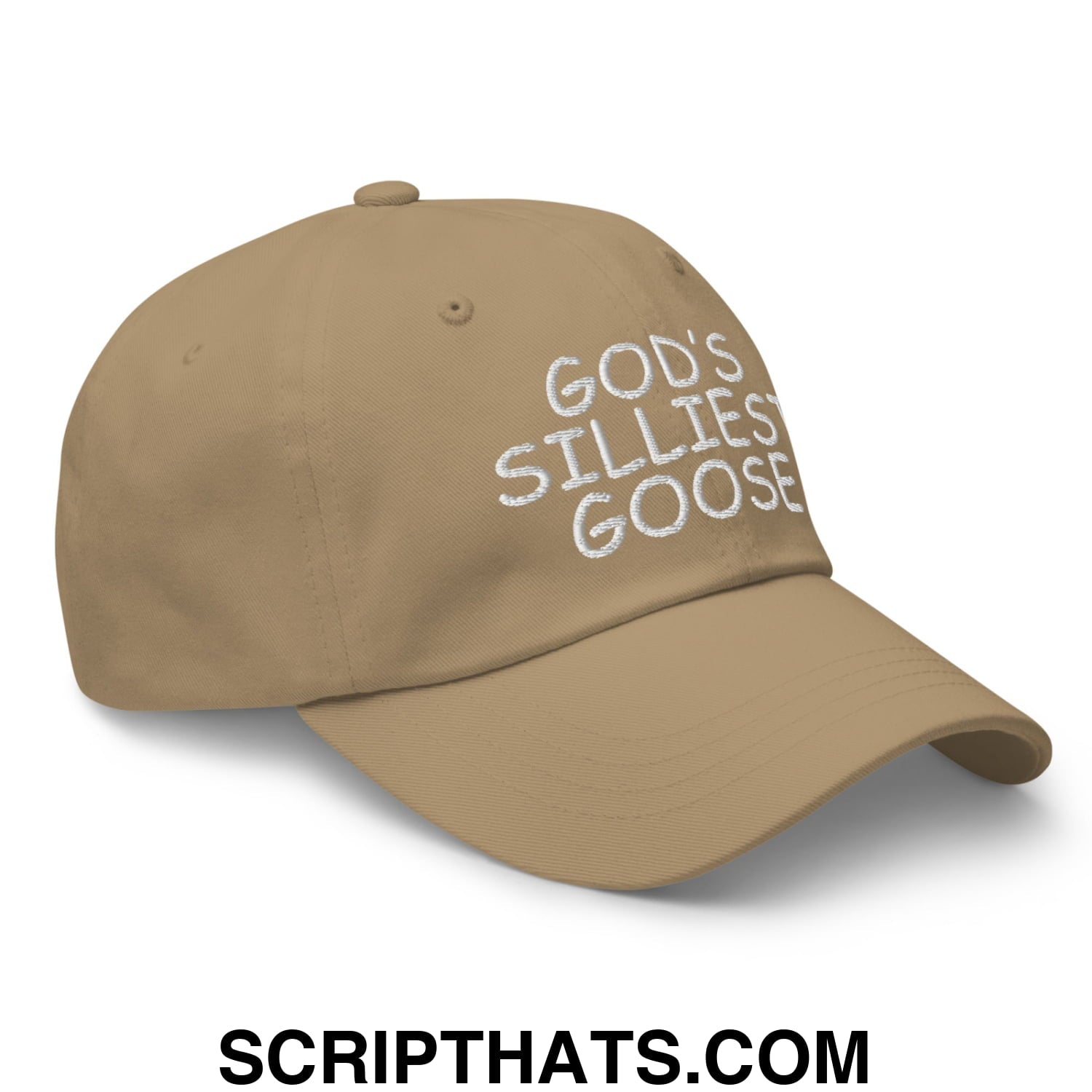 God's Silliest Goose Embroidered Unstructured Dad Hat Khaki