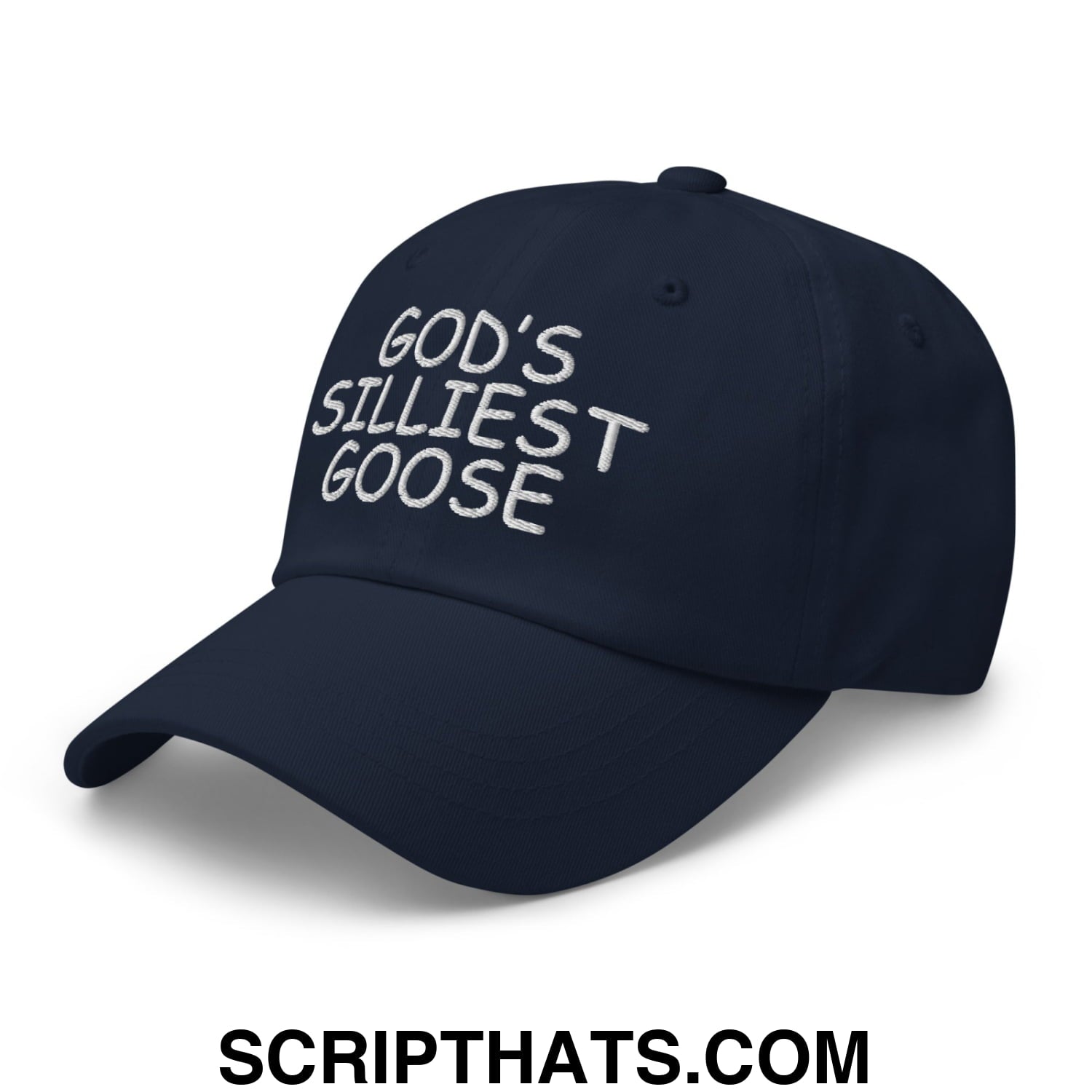 God's Silliest Goose Embroidered Unstructured Dad Hat Navy