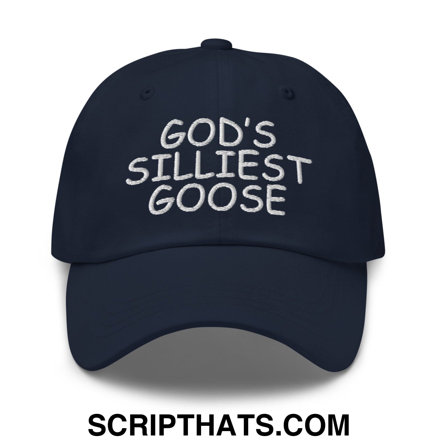 God's Silliest Goose Embroidered Unstructured Dad Hat Navy