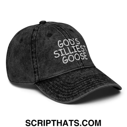 God's Silliest Goose Embroidered Unstructured Denim Dad Hat Black