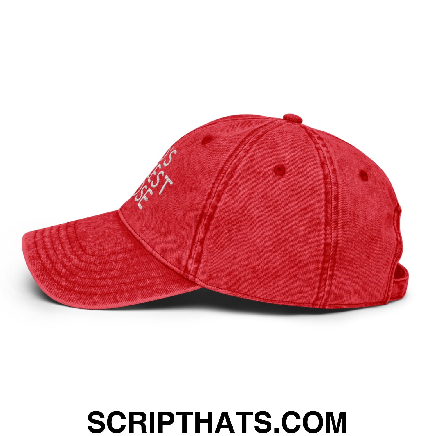 God's Silliest Goose Embroidered Unstructured Denim Dad Hat Red