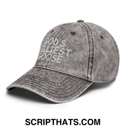 God's Silliest Goose Embroidered Unstructured Denim Dad Hat Charcoal Grey