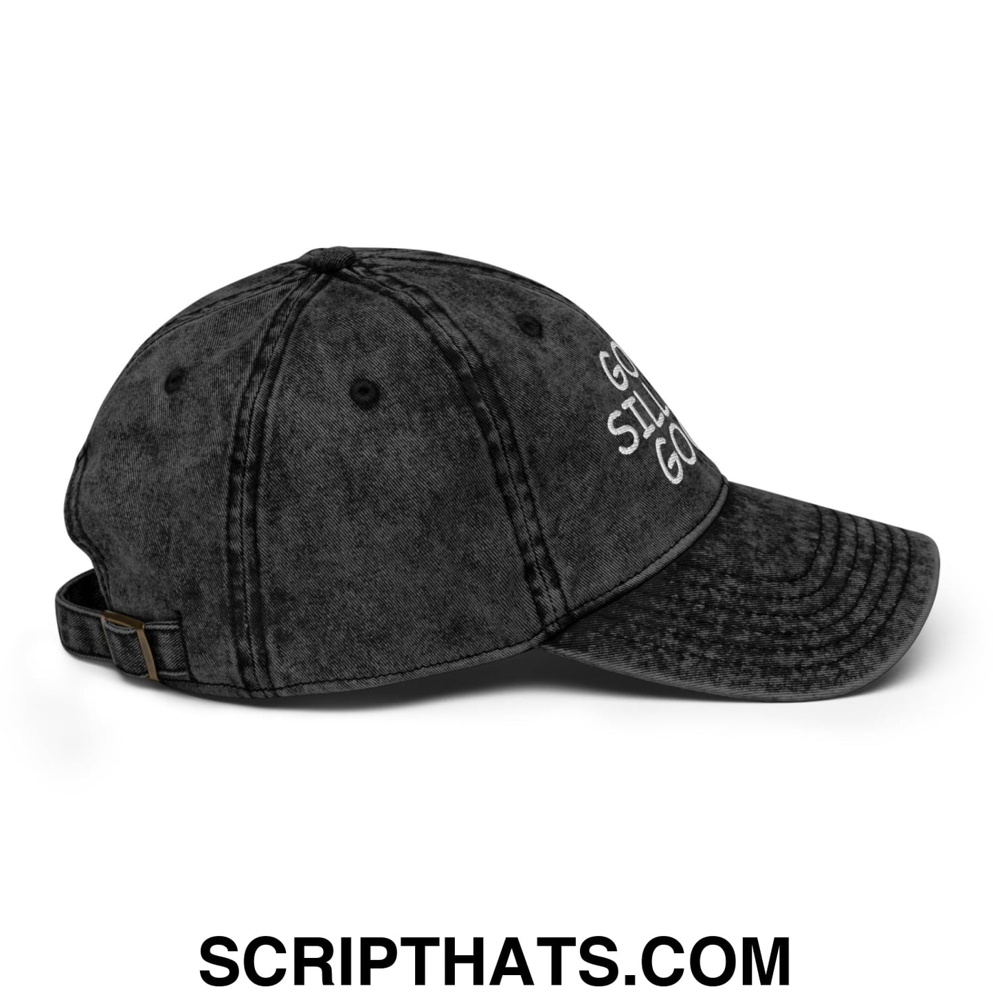 God's Silliest Goose Embroidered Unstructured Denim Dad Hat Black