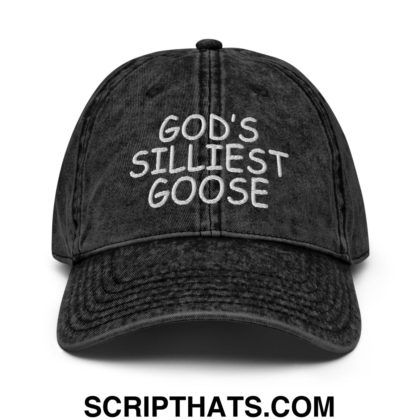 God's Silliest Goose Embroidered Unstructured Denim Dad Hat Black