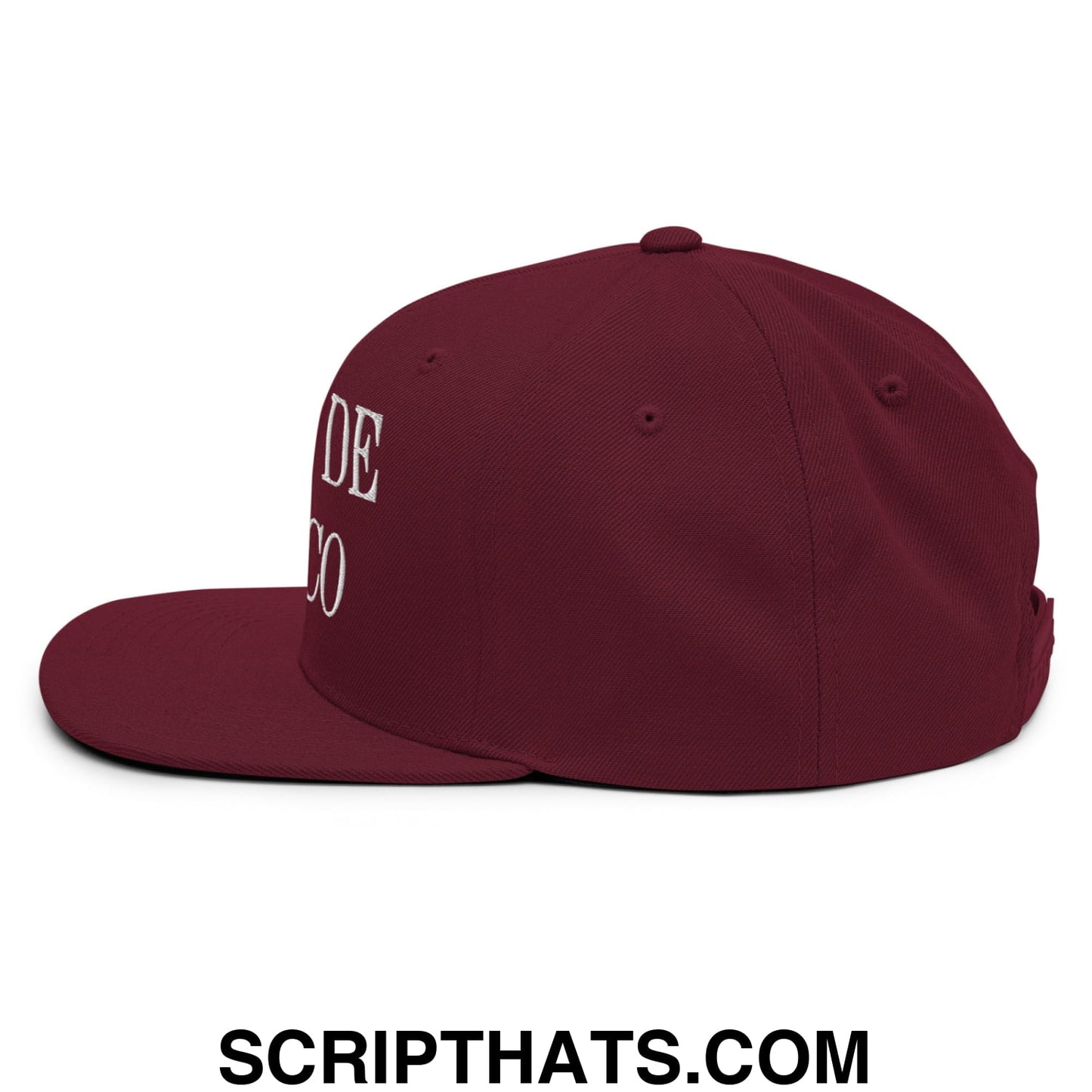 Golfo de Mexico Embroidered Flat Brim Bill Snapback Hat Maroon