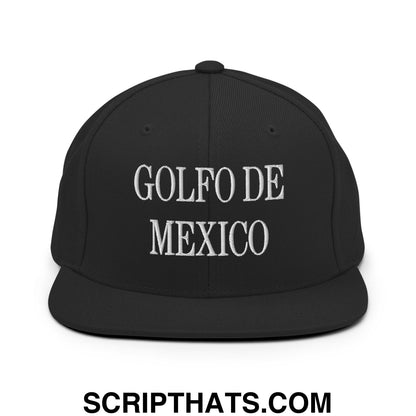 Golfo de Mexico Embroidered Flat Brim Bill Snapback Hat Black