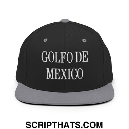 Golfo de Mexico Embroidered Flat Brim Bill Snapback Hat Black Silver