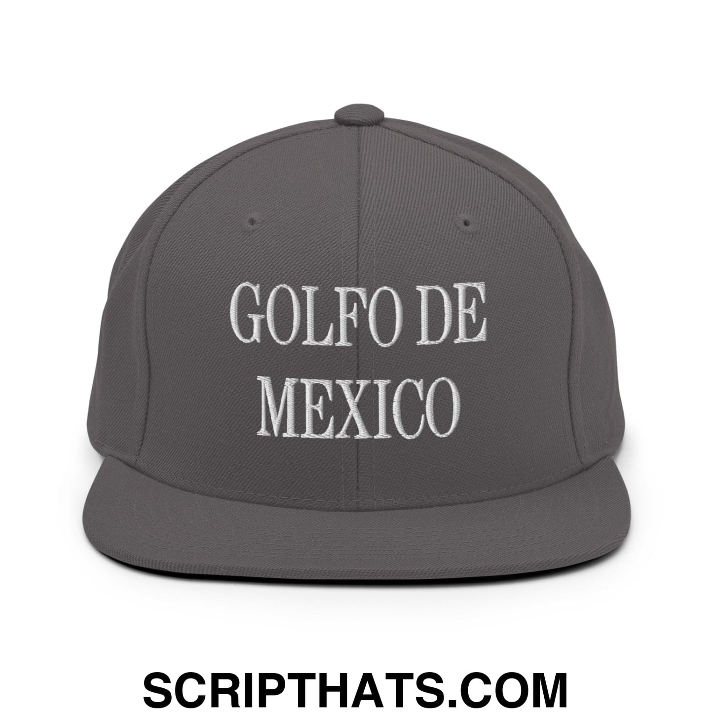 Golfo de Mexico Embroidered Flat Brim Bill Snapback Hat Dark Grey