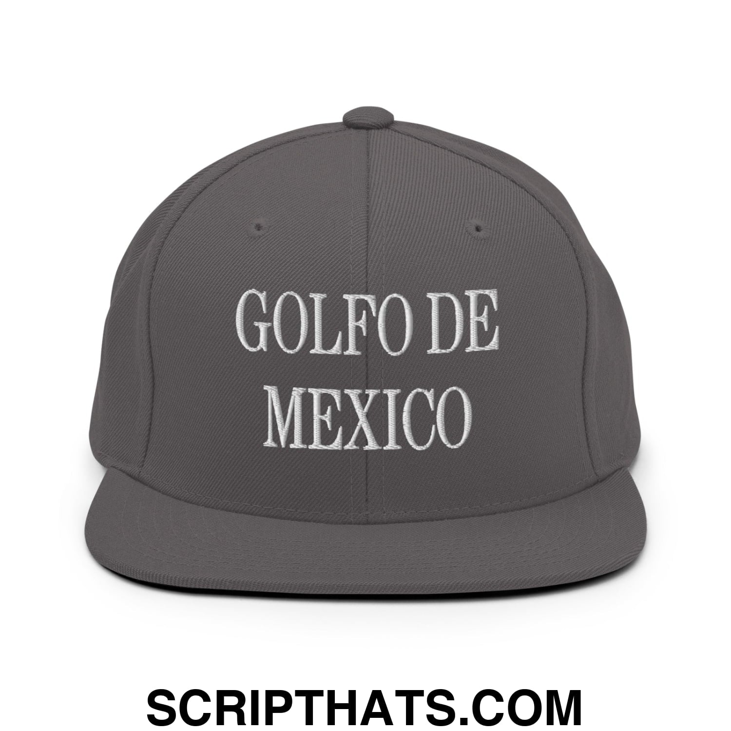 Golfo de Mexico Embroidered Flat Brim Bill Snapback Hat Dark Grey