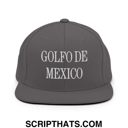 Golfo de Mexico Embroidered Flat Brim Bill Snapback Hat Dark Grey