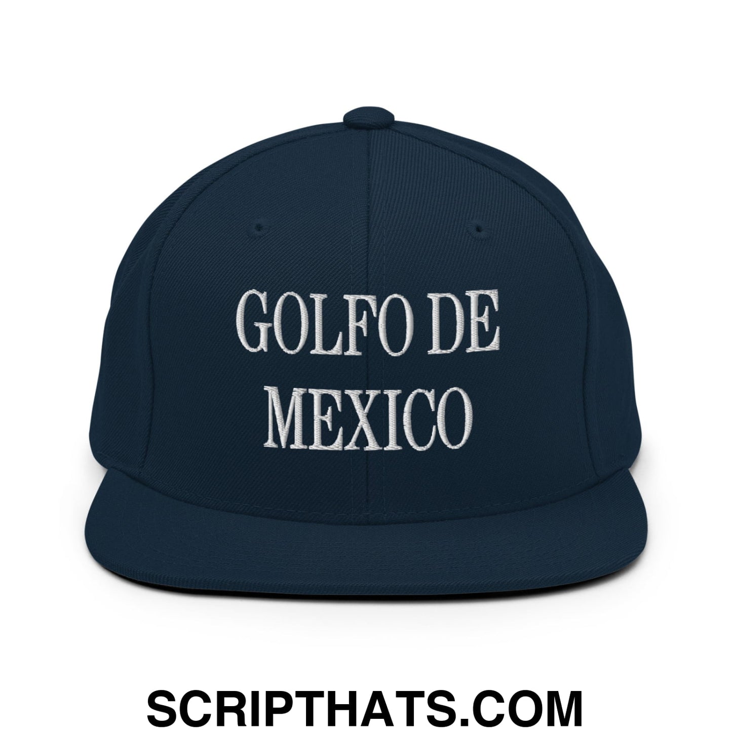 Golfo de Mexico Embroidered Flat Brim Bill Snapback Hat Dark Navy