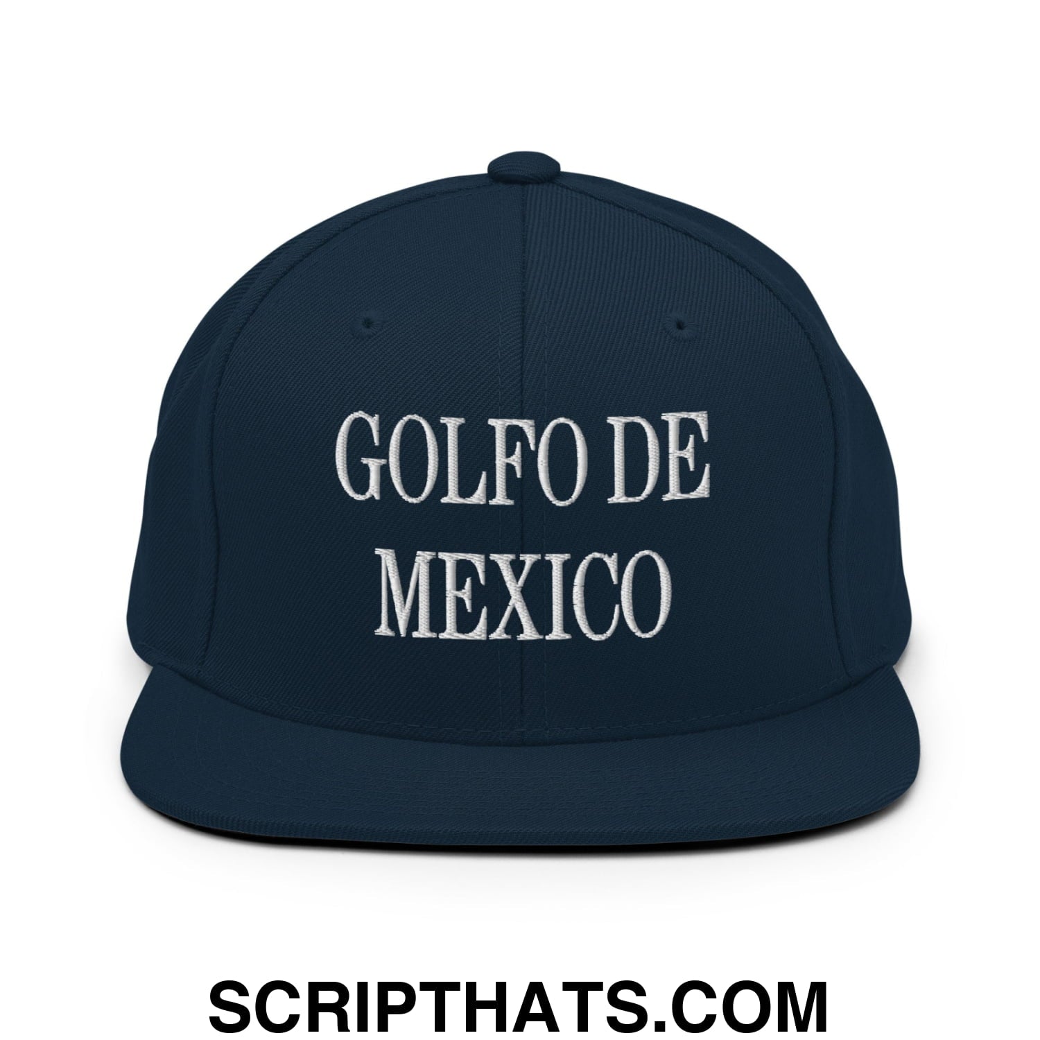 Golfo de Mexico Embroidered Flat Brim Bill Snapback Hat Dark Navy