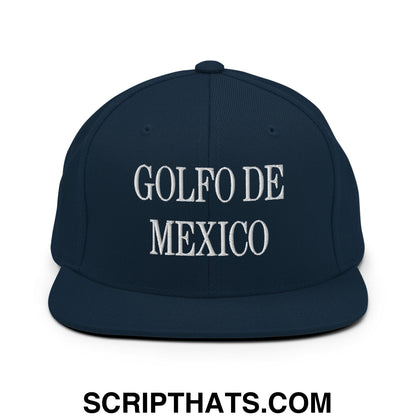 Golfo de Mexico Embroidered Flat Brim Bill Snapback Hat Dark Navy