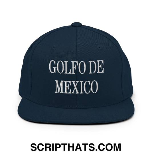 Golfo de Mexico Embroidered Flat Brim Bill Snapback Hat Dark Navy