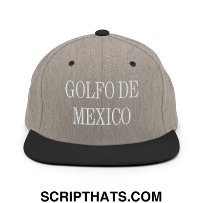 Golfo de Mexico Embroidered Flat Brim Bill Snapback Hat Heather Black