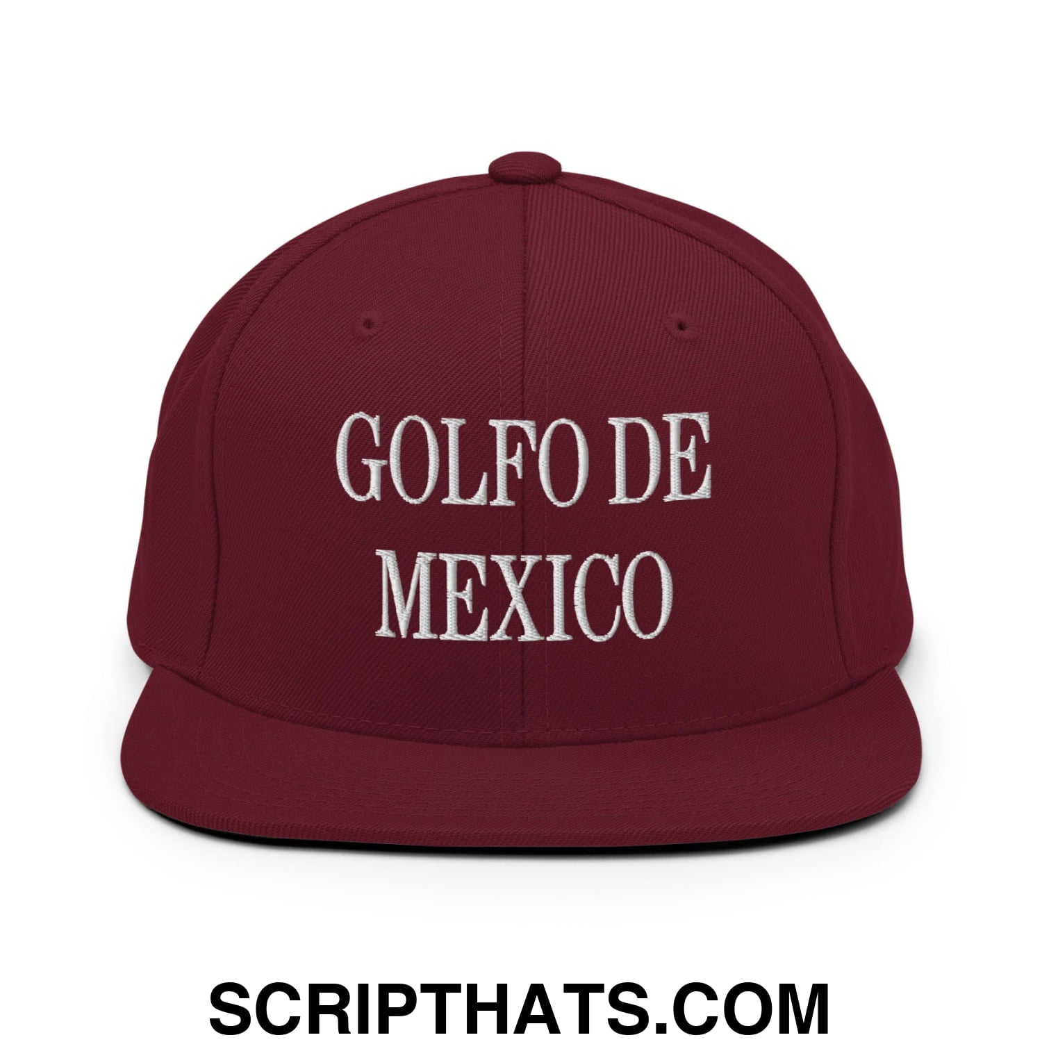 Golfo de Mexico Embroidered Flat Brim Bill Snapback Hat Maroon