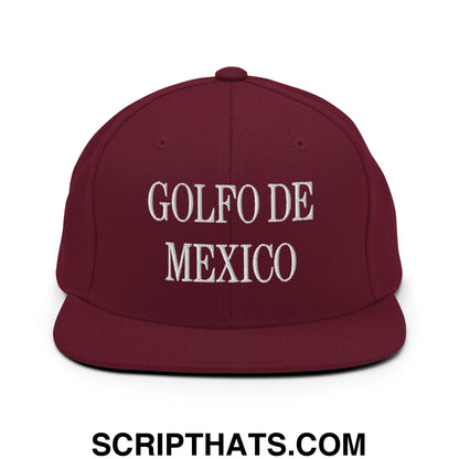 Golfo de Mexico Embroidered Flat Brim Bill Snapback Hat Maroon