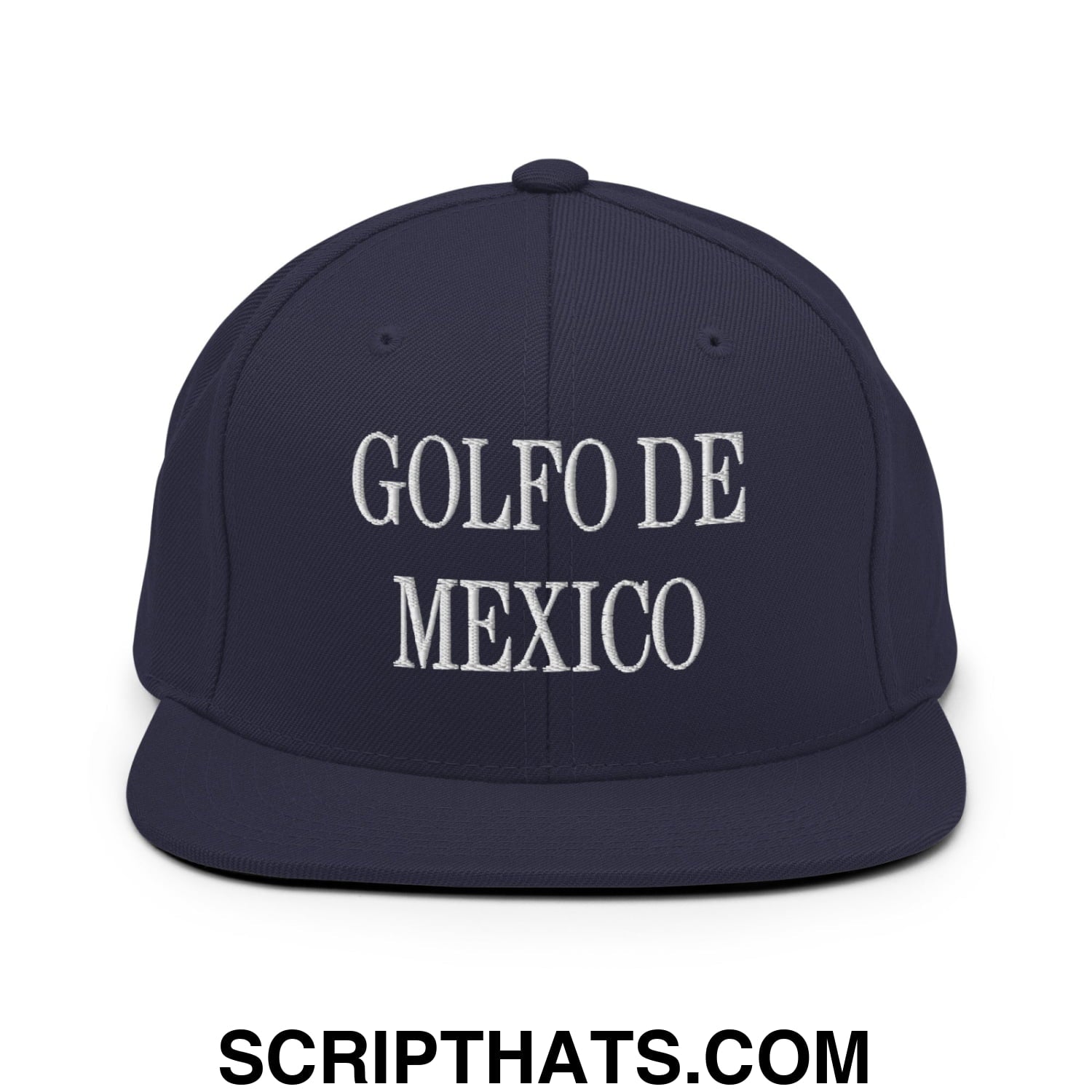 Golfo de Mexico Embroidered Flat Brim Bill Snapback Hat Navy