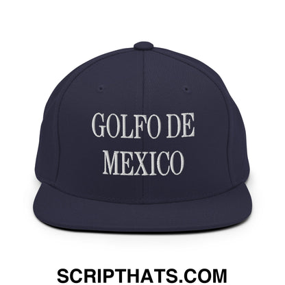 Golfo de Mexico Embroidered Flat Brim Bill Snapback Hat Navy