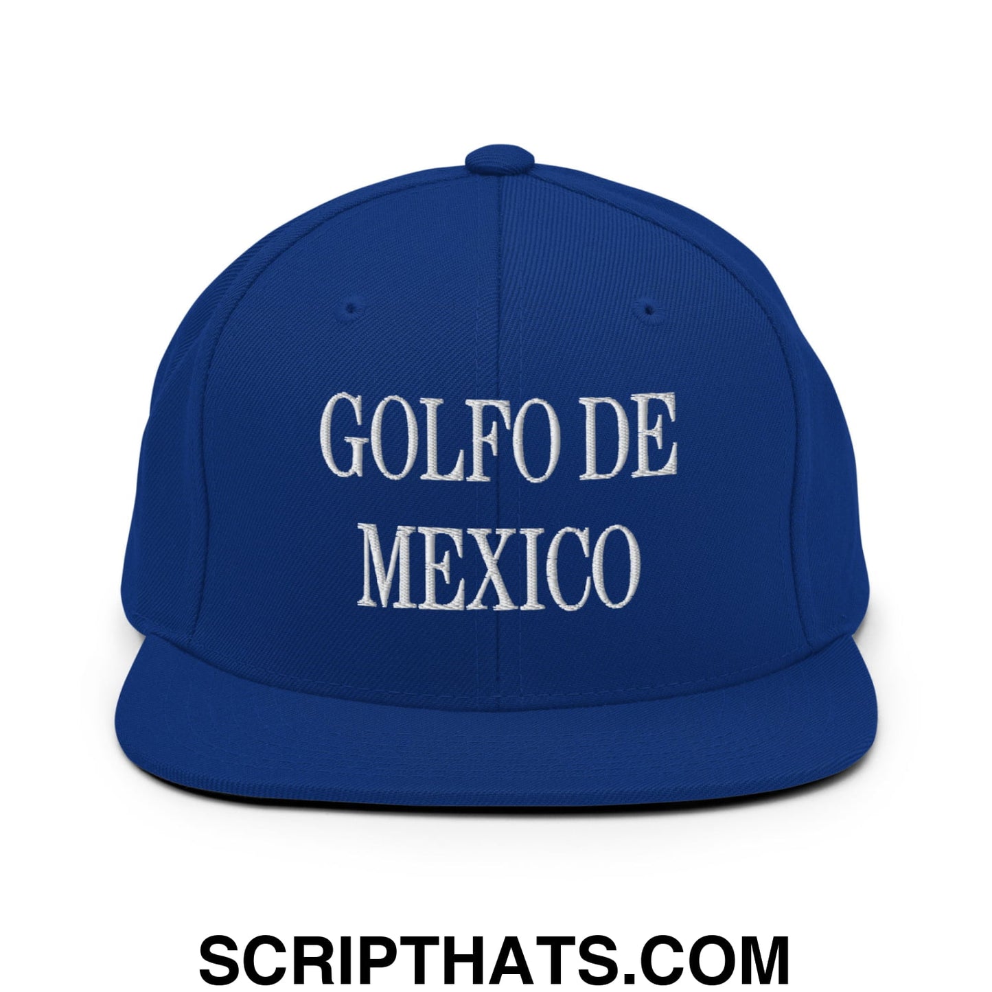 Golfo de Mexico Embroidered Flat Brim Bill Snapback Hat Royal Blue