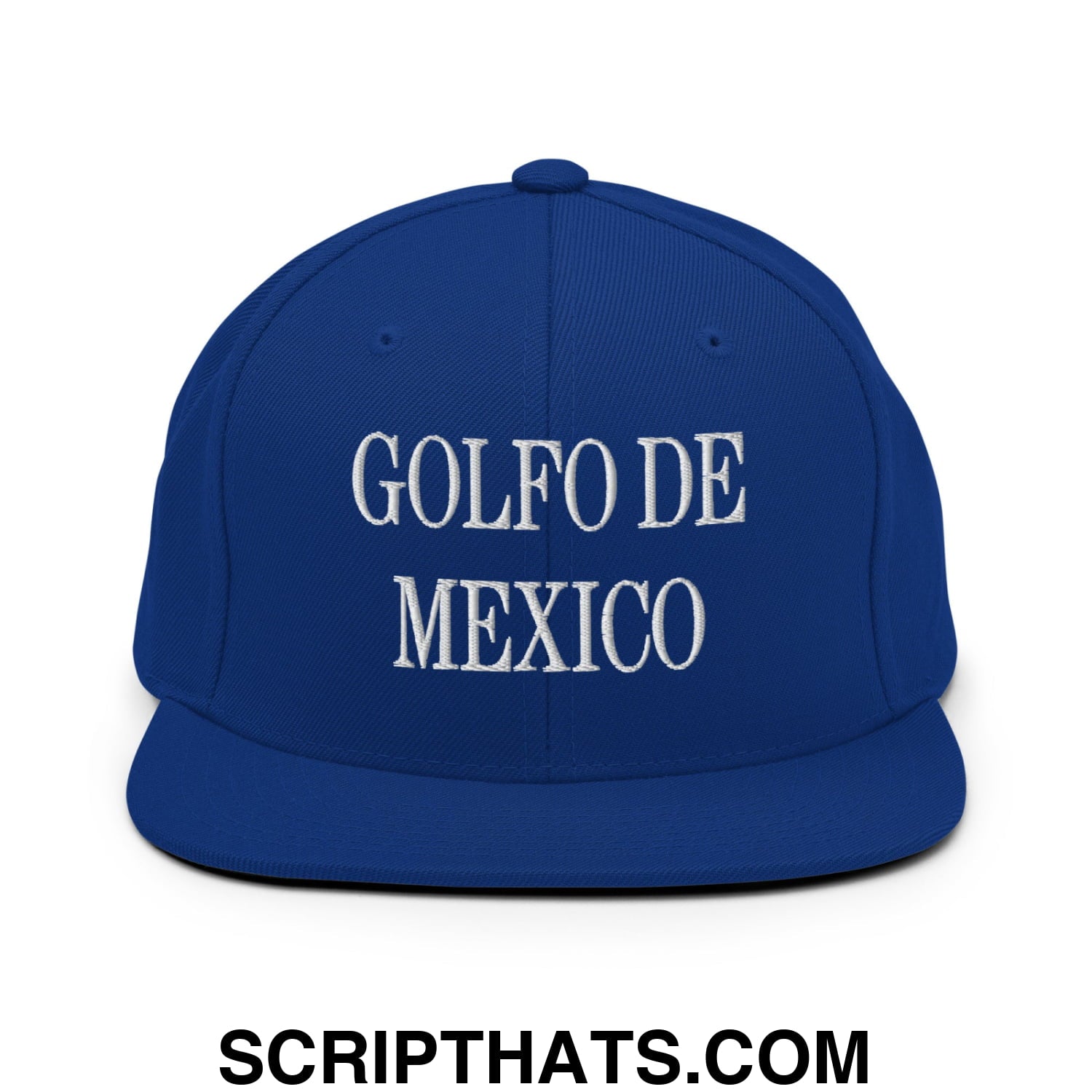 Golfo de Mexico Embroidered Flat Brim Bill Snapback Hat Royal Blue