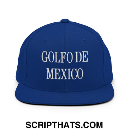 Golfo de Mexico Embroidered Flat Brim Bill Snapback Hat Royal Blue