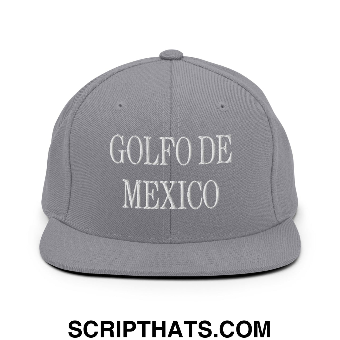 Golfo de Mexico Embroidered Flat Brim Bill Snapback Hat Silver