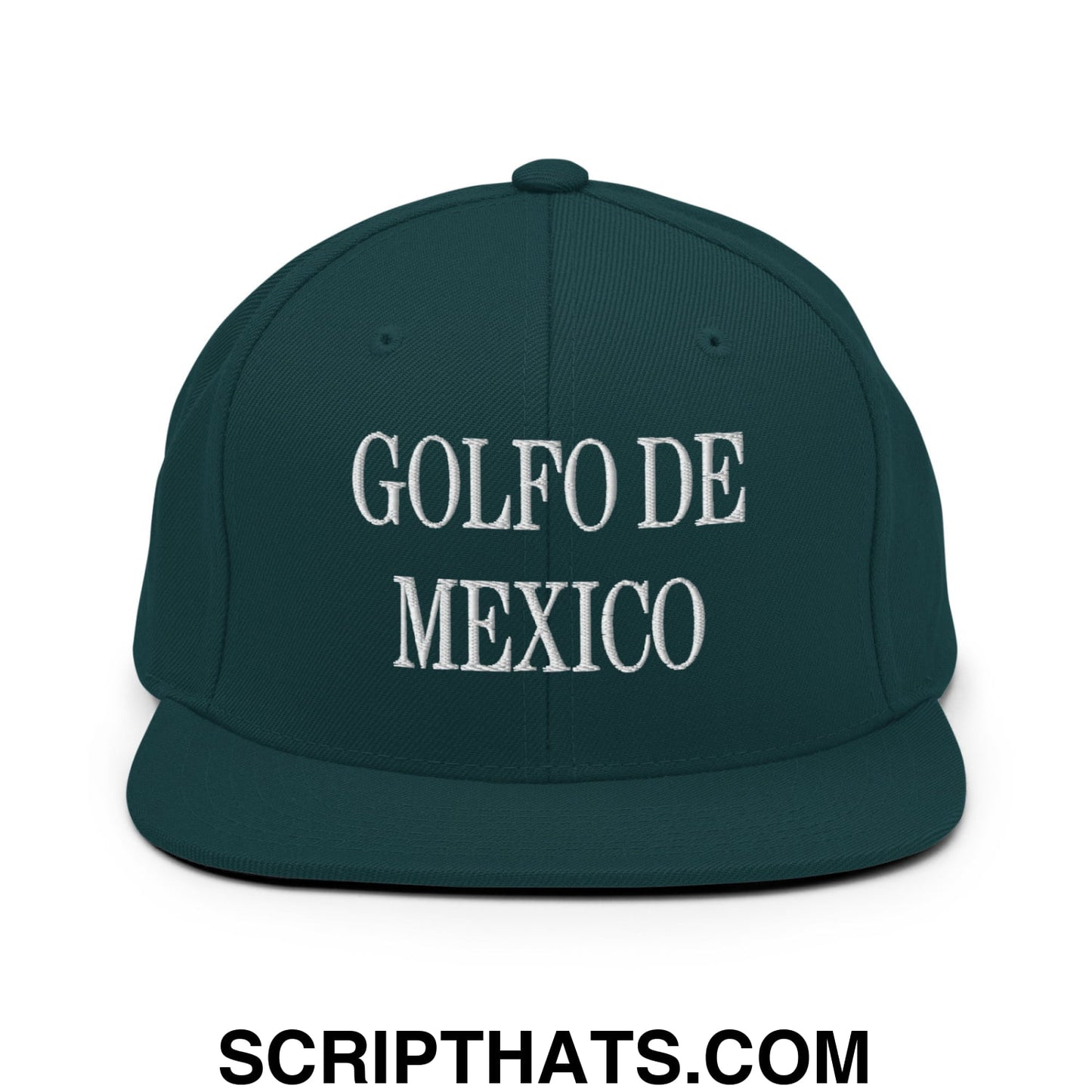Golfo de Mexico Embroidered Flat Brim Bill Snapback Hat Spruce