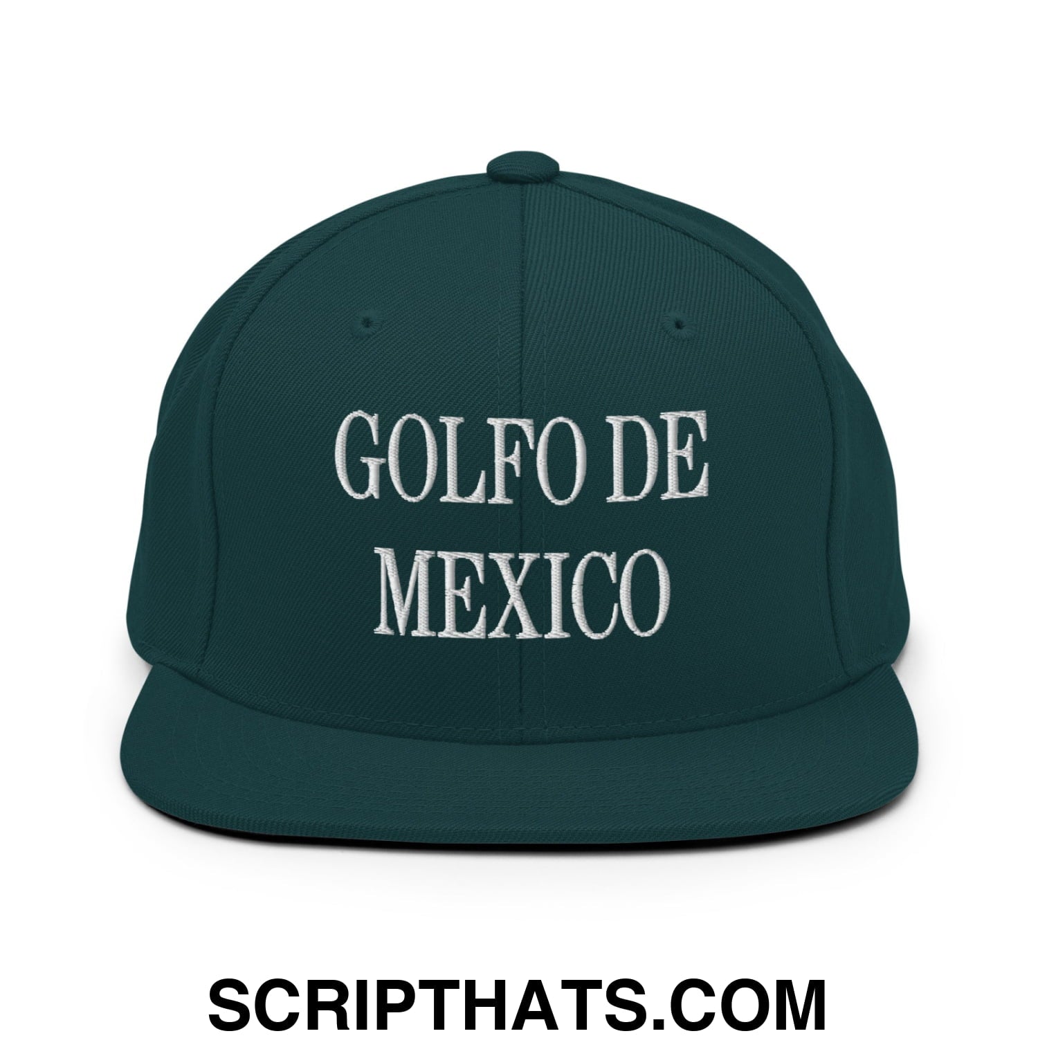 Golfo de Mexico Embroidered Flat Brim Bill Snapback Hat Spruce