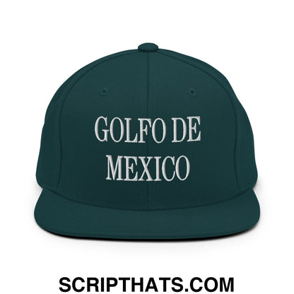 Golfo de Mexico Embroidered Flat Brim Bill Snapback Hat Spruce